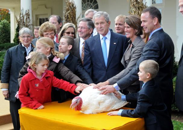 President Bush pardons Thanksgiving Turkey