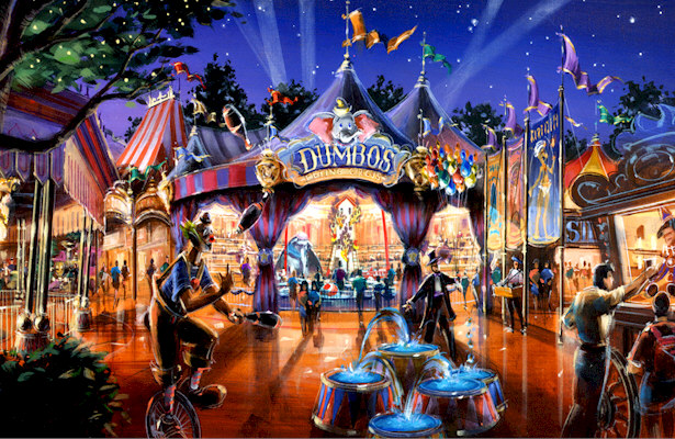 Concept Art for Revamped Dumbo Attraction in Fantasyland