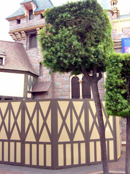 Construction walls surround entrance to Sleeping Beauty Diorama